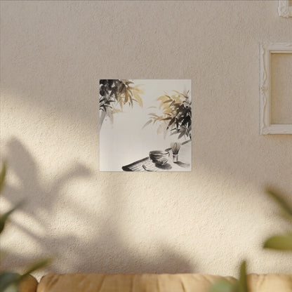 Tea Ceremony Sumi E Canvas Art | Serene Zen Art