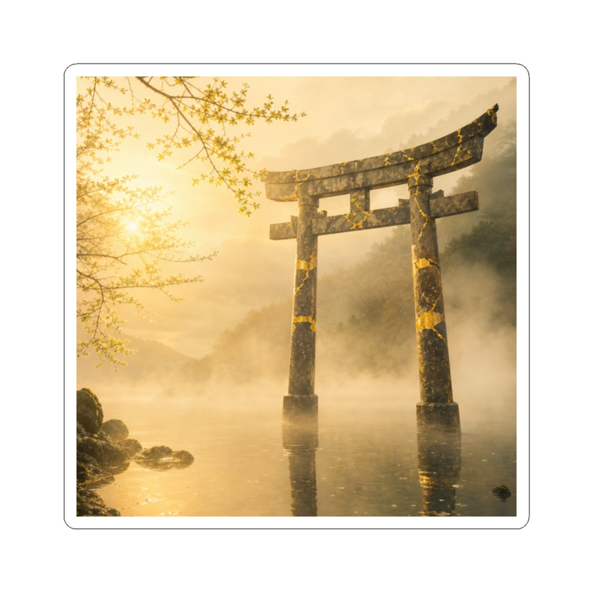 Torii Gate Broken Beauty Sticker | Resilient Kintsugi Art