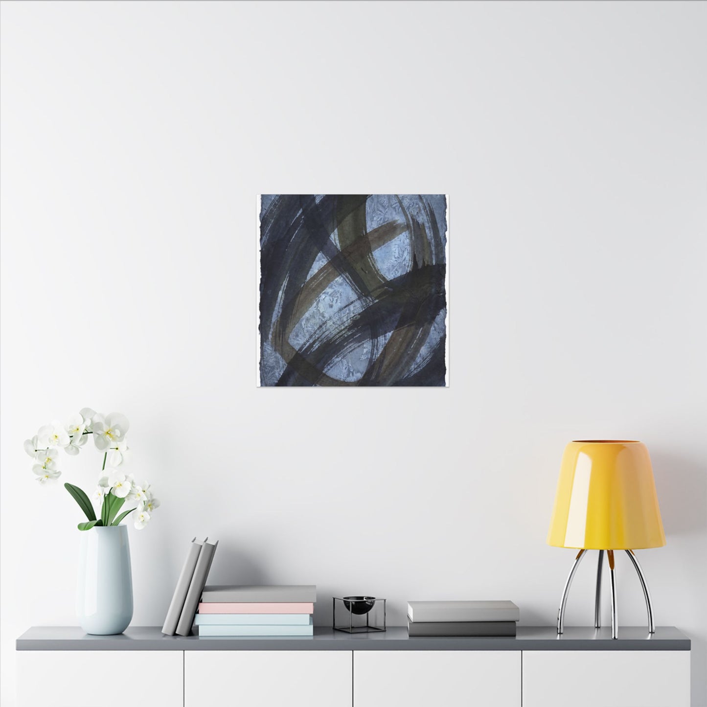 Ink Brushstroke Canvas Art | Winter Dark Japandi Shadow Zen Art