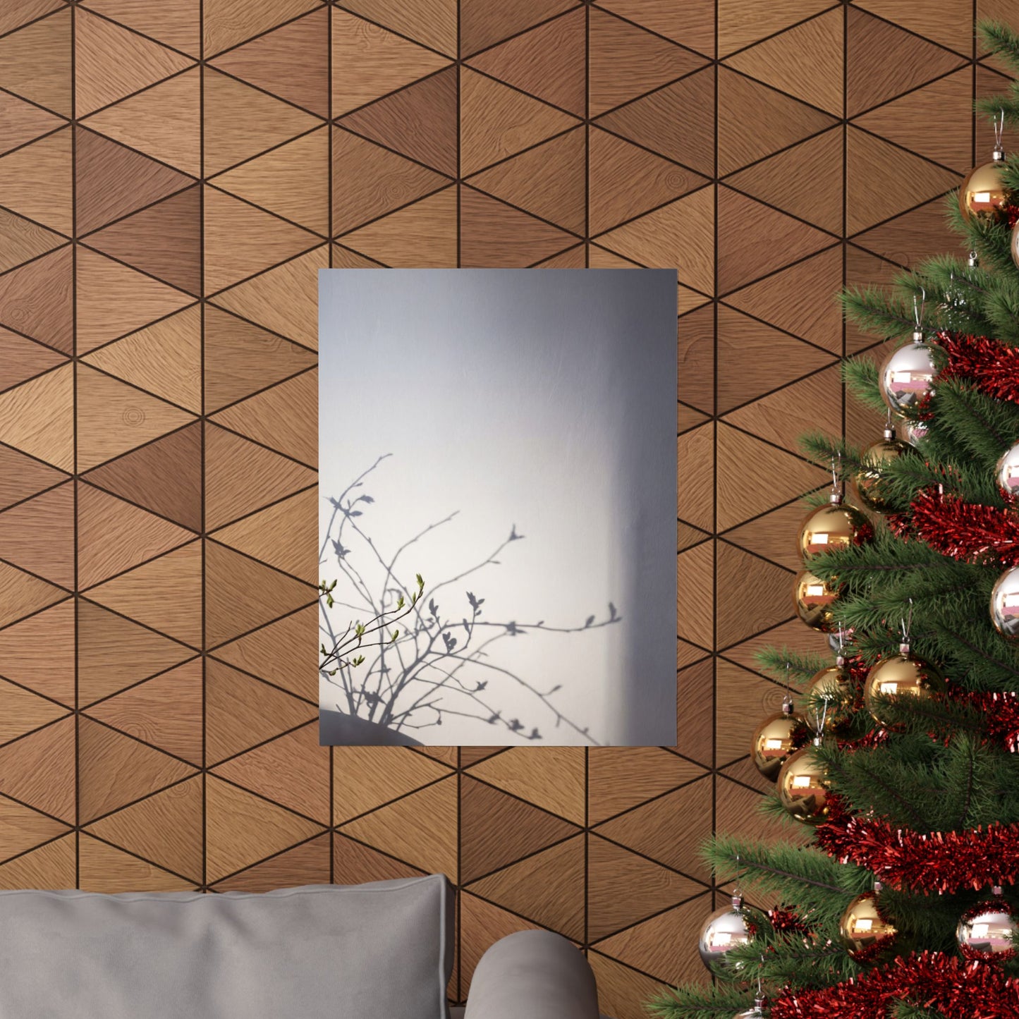 Japandi Shadow Play in Dawn | Japanese Pattern Wall Art Print
