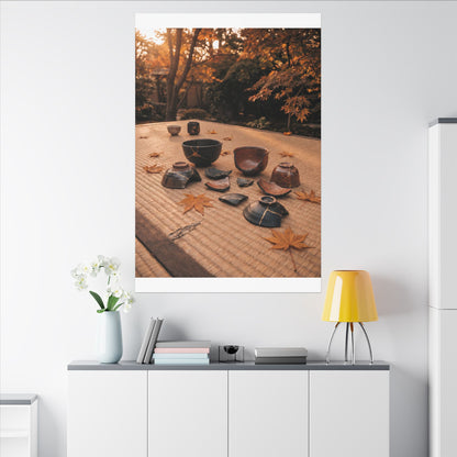 Golden Hour Tea Ceremony Canvas Art - Kintsugi Shibui