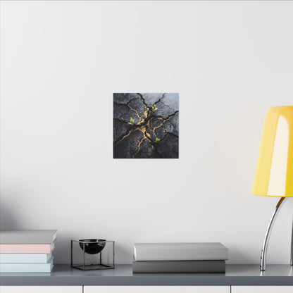 Ma Cracked Earth Canvas Art - Dark Japandi Charcoal Ink