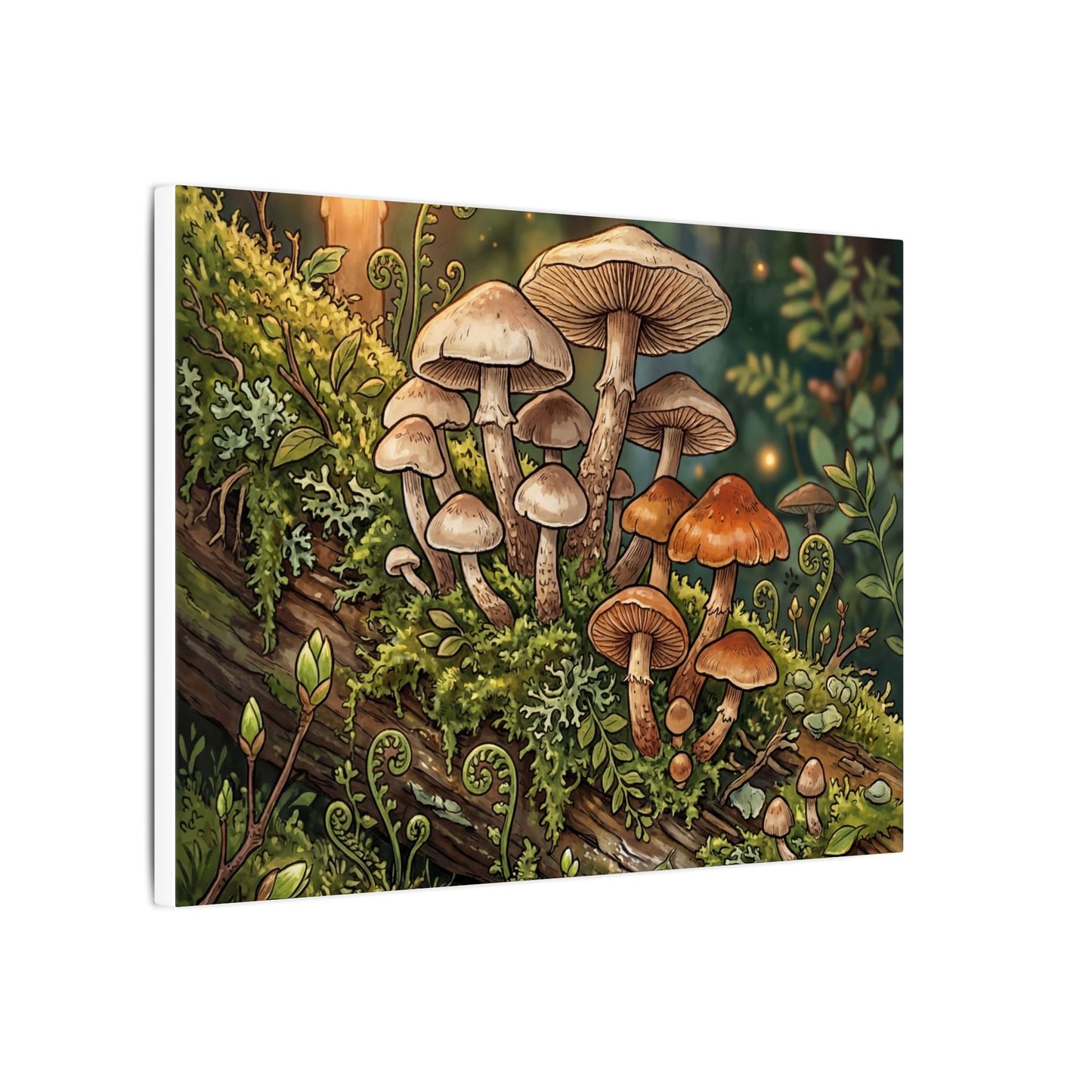 Spring Wild Mushrooms Herbarium Canvas Art | Rustic Decor
