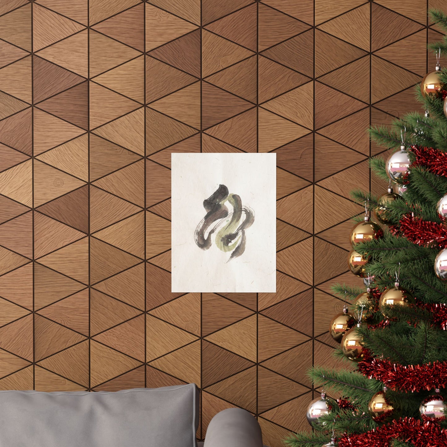 Cozy Ink Brushstroke Wall Art Print - Japanese Pattern Japandi