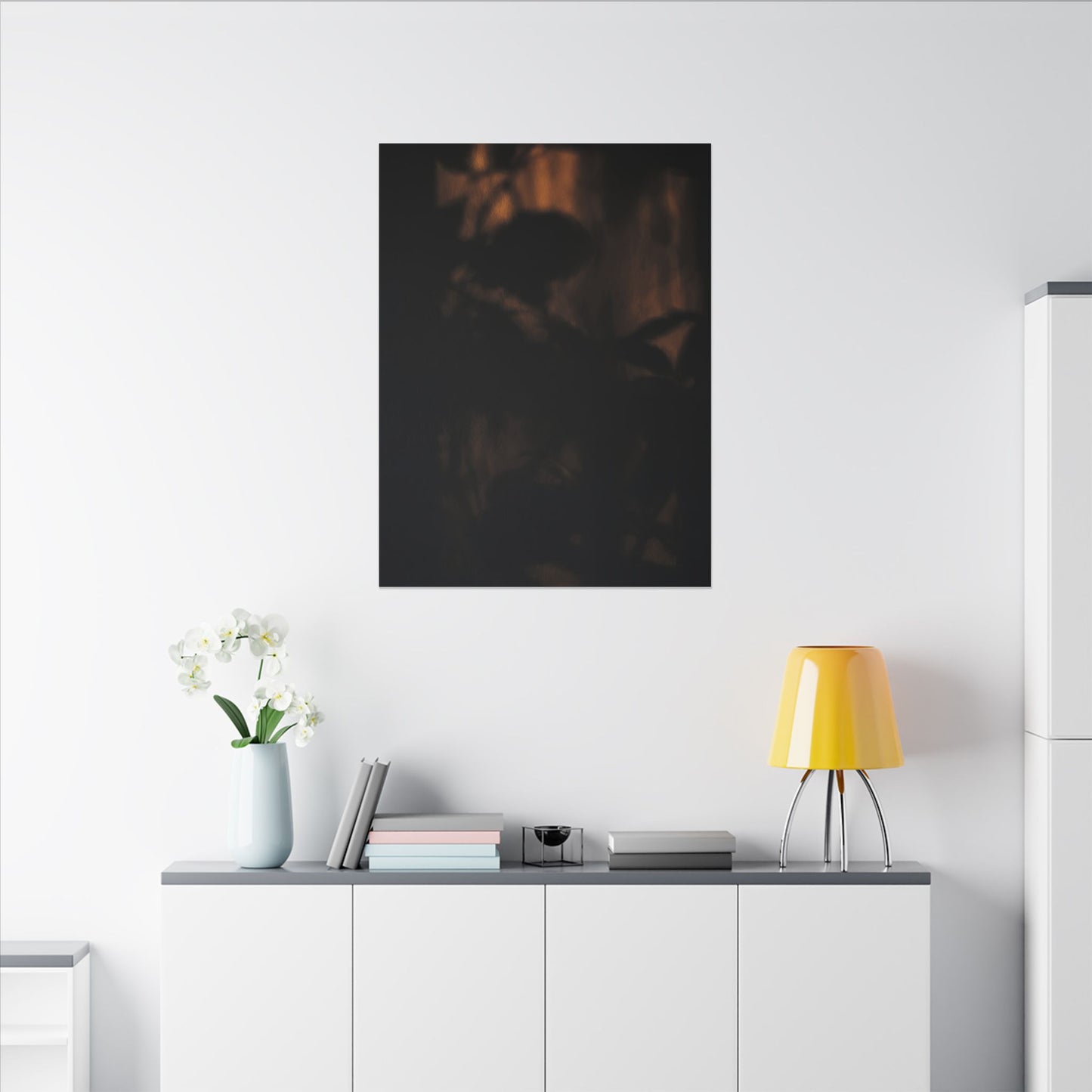 Shadow Play Summer Canvas Art | Dark Japandi Sophisticated Design