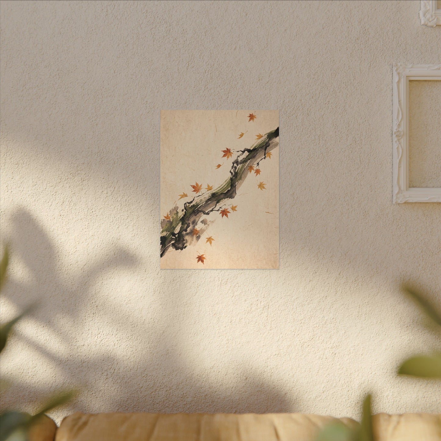 Ink Brushstroke Autumn Canvas Art | Zen Calm Design