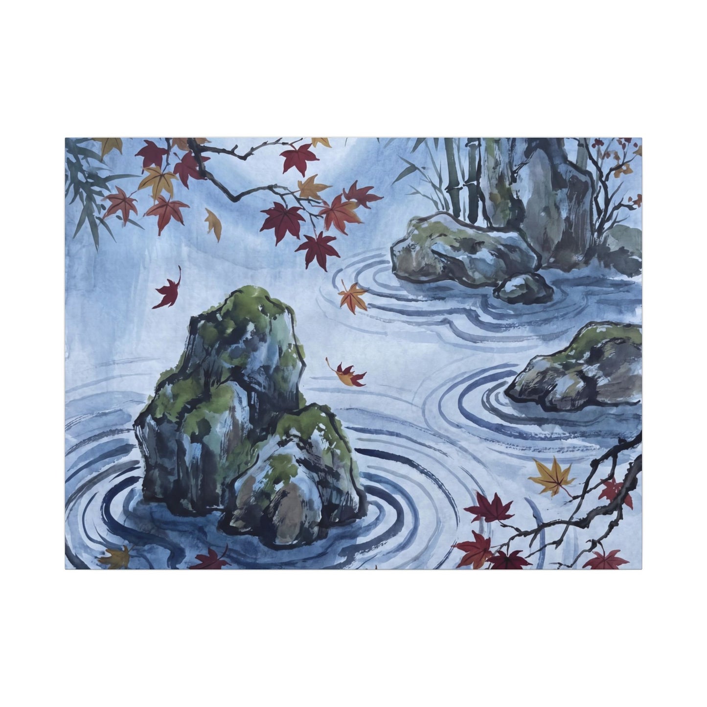 Rock Garden Autumn Canvas Art | Zen Tranquil Design Art Print