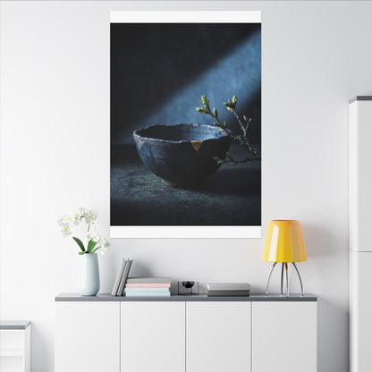 Ceramic Bowl Shadow Zen Canvas Art | Sophisticated Dark Japandi Art
