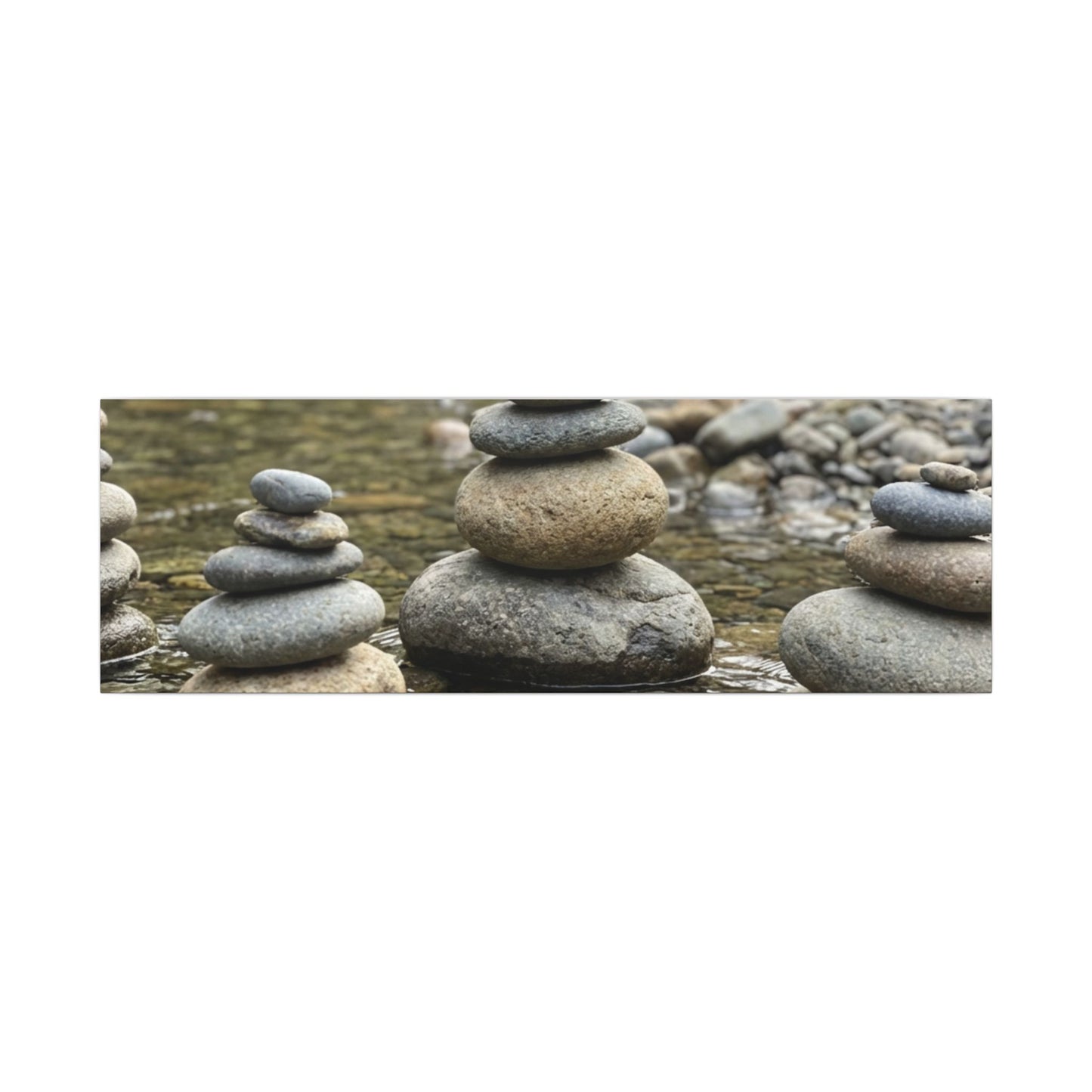 Zen River Stones in Dawn | Karesansui Canvas Art