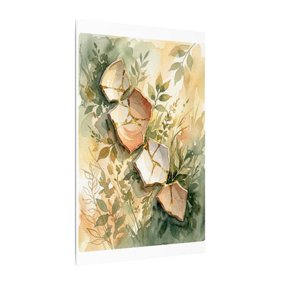 Japandi Broken Pottery in Golden Hour | Watercolor Canvas Art