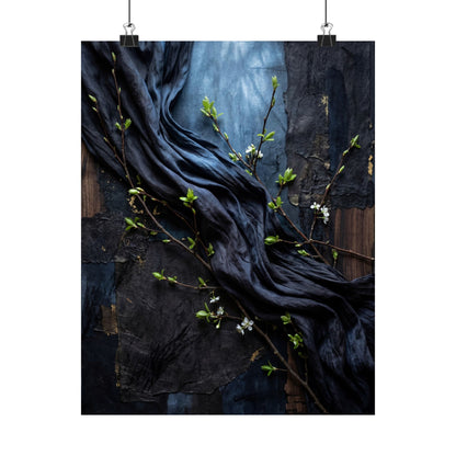Moonlight Silk Drape Wall Art Print - Dark Japandi Datsuzoku Art Print