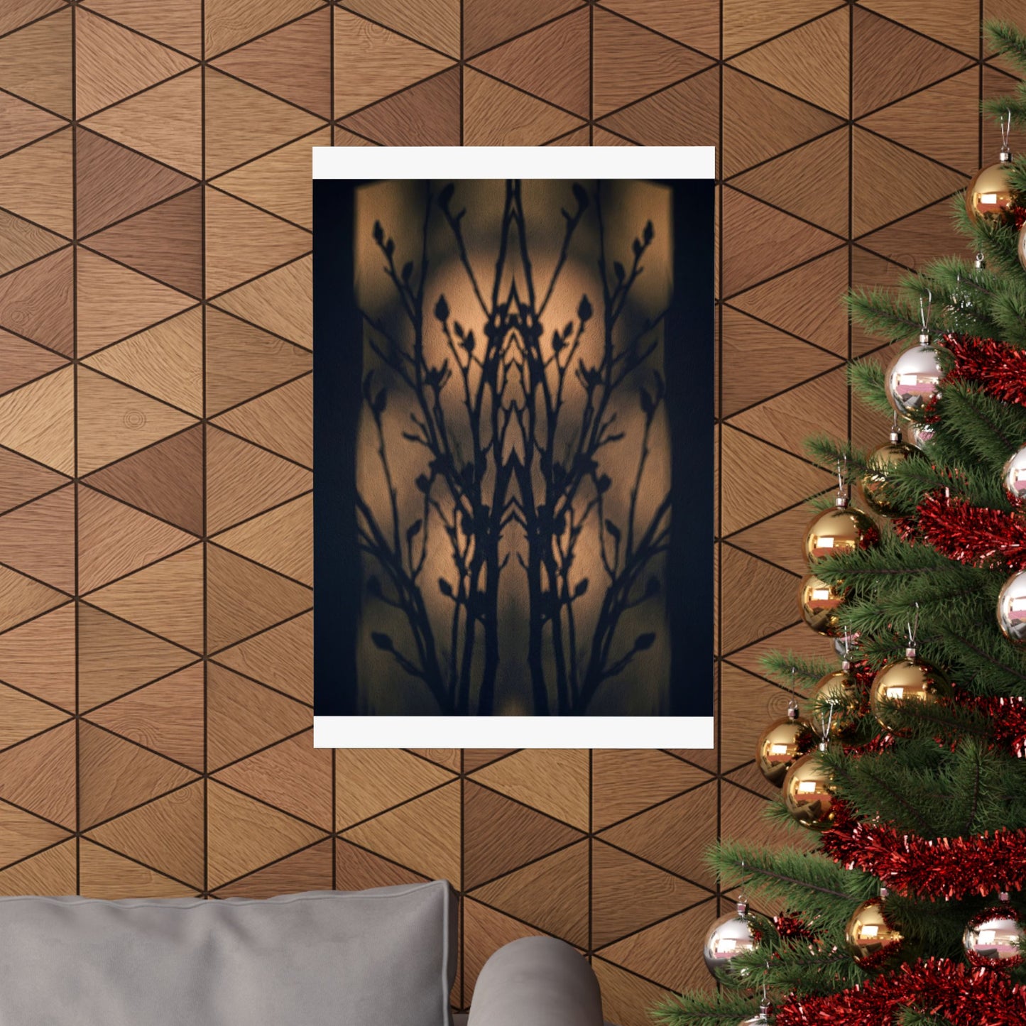 Golden Hour Shadow Play Wall Art Print - Dark Japandi Seijaku