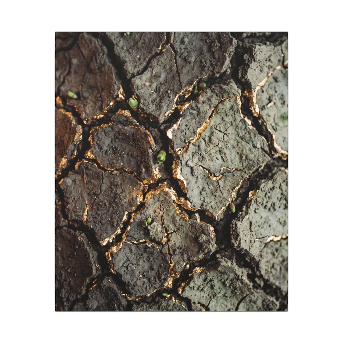 Earthy Cracked Earth Canvas Art - Japanese Pattern Japandi