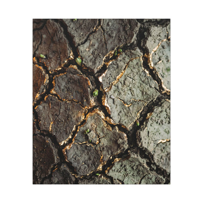 Earthy Cracked Earth Canvas Art - Japanese Pattern Japandi