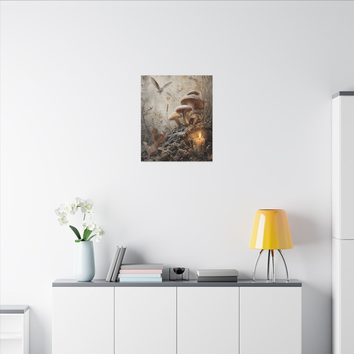 Wild Mushrooms Texture Canvas Art | Elegant Japandi Art