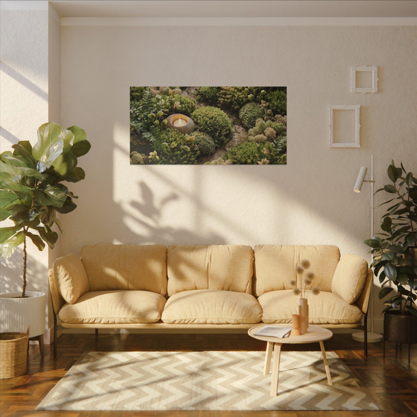Moss Close Up Japanese Pattern Canvas Art | Neutral Japandi Art