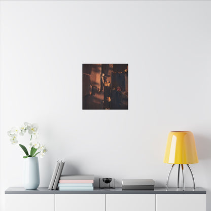 Seijaku Rust Patina Canvas Art - Dark Japandi Shadow Zen