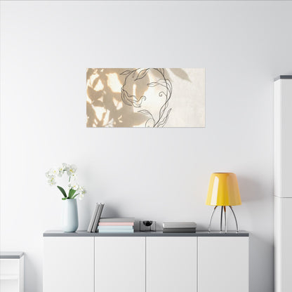 Warm Shoji Screen Canvas Art - Minimal Line Japandi