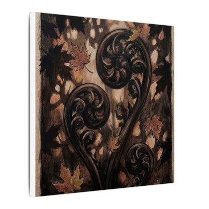 Mono No Aware Fern Unfurling Canvas Art - Dark Japandi Charcoal Ink
