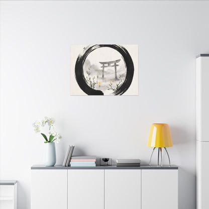 Spring Torii Gate Enso Canvas Art | Tranquil Decor