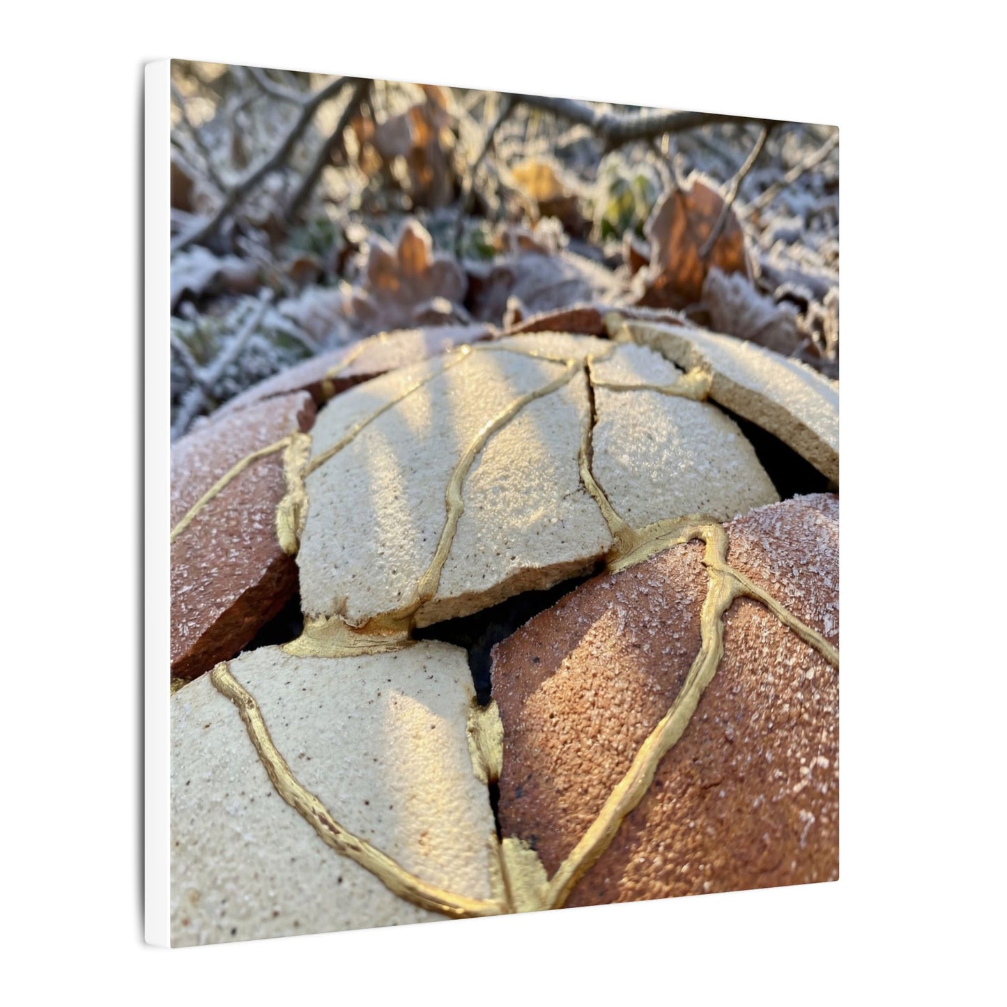 Broken Pottery Crackle Gold Canvas Art | Healing Kintsugi Art