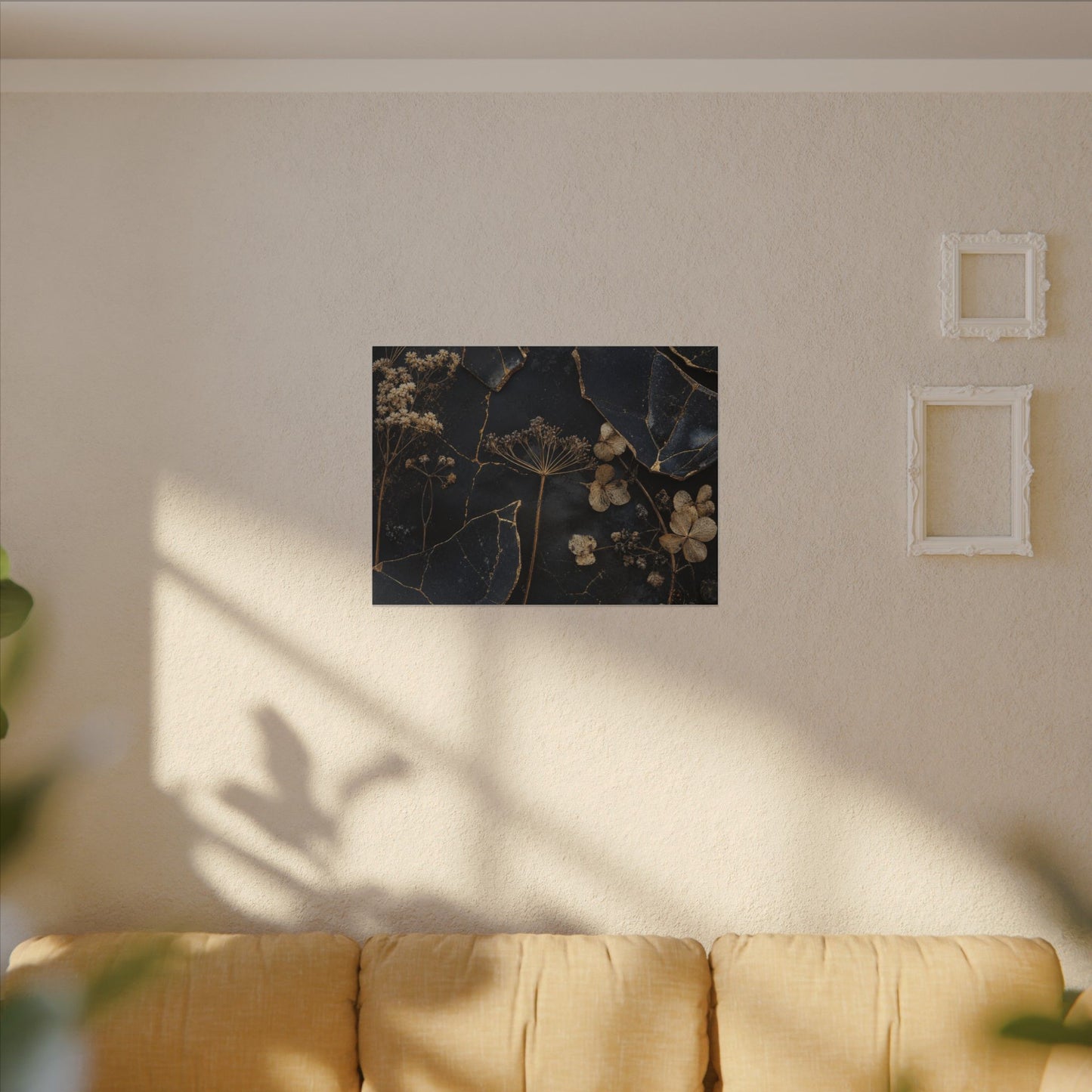 Philosophical Dried Flowers Canvas Art - Broken Beauty Kintsugi