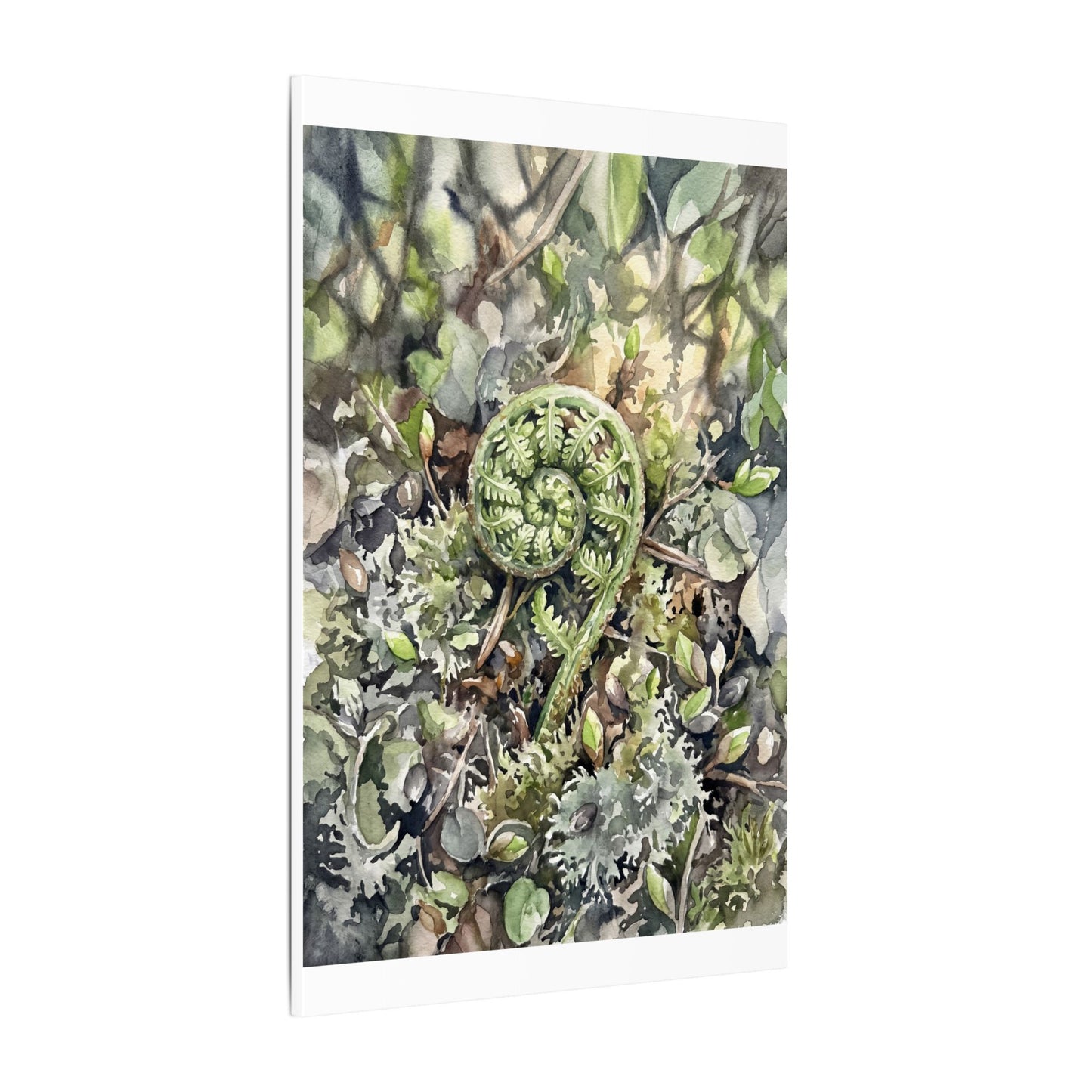 Fern Unfurling Spring Canvas Art | Japandi Neutral Design