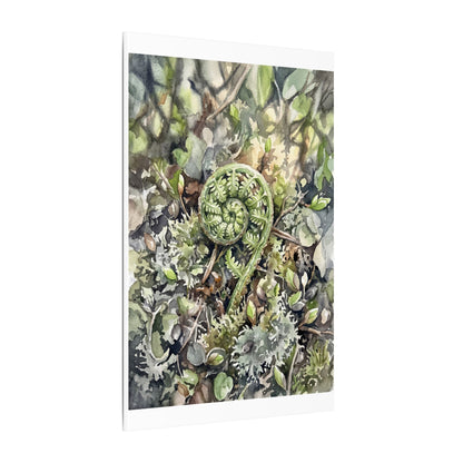 Fern Unfurling Spring Canvas Art | Japandi Neutral Design