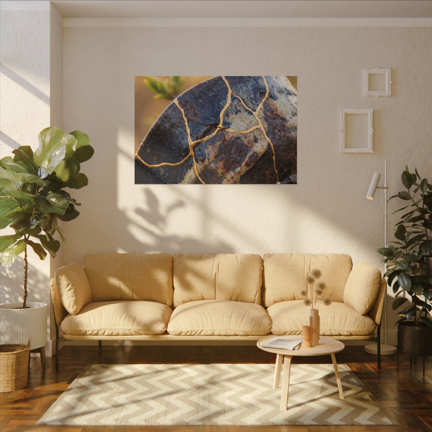 Fukinsei Rust Patina Canvas Art - Kintsugi Gold Repair