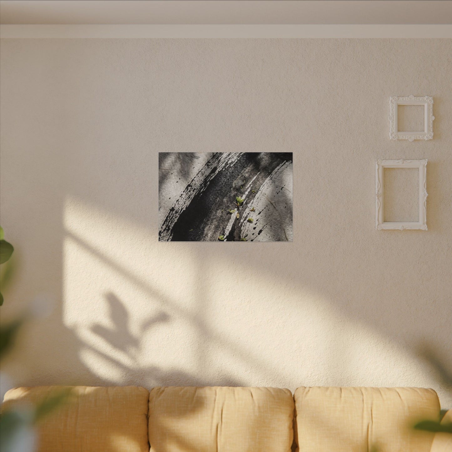 Ink Brushstroke Canvas Art | Spring Dark Japandi Moody Minimal Art