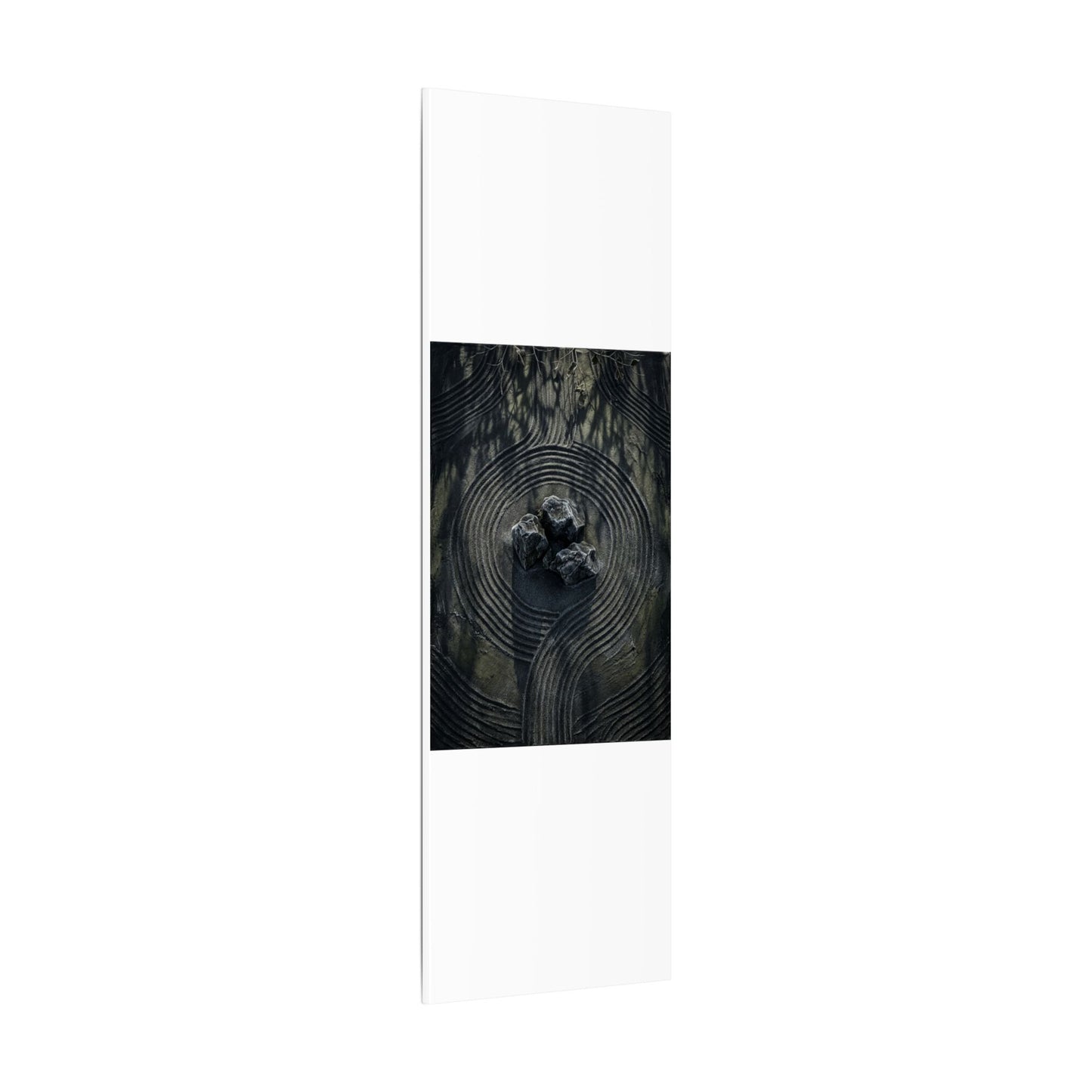 Moody Rock Garden Canvas Art - Dark Texture Dark Japandi