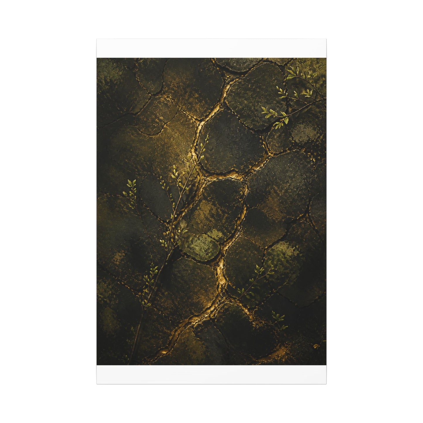 Shibui Cracked Earth Canvas Art - Dark Japandi Dark Texture