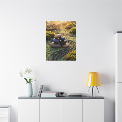 Zen River Stones in Golden Hour | Karesansui Canvas Art