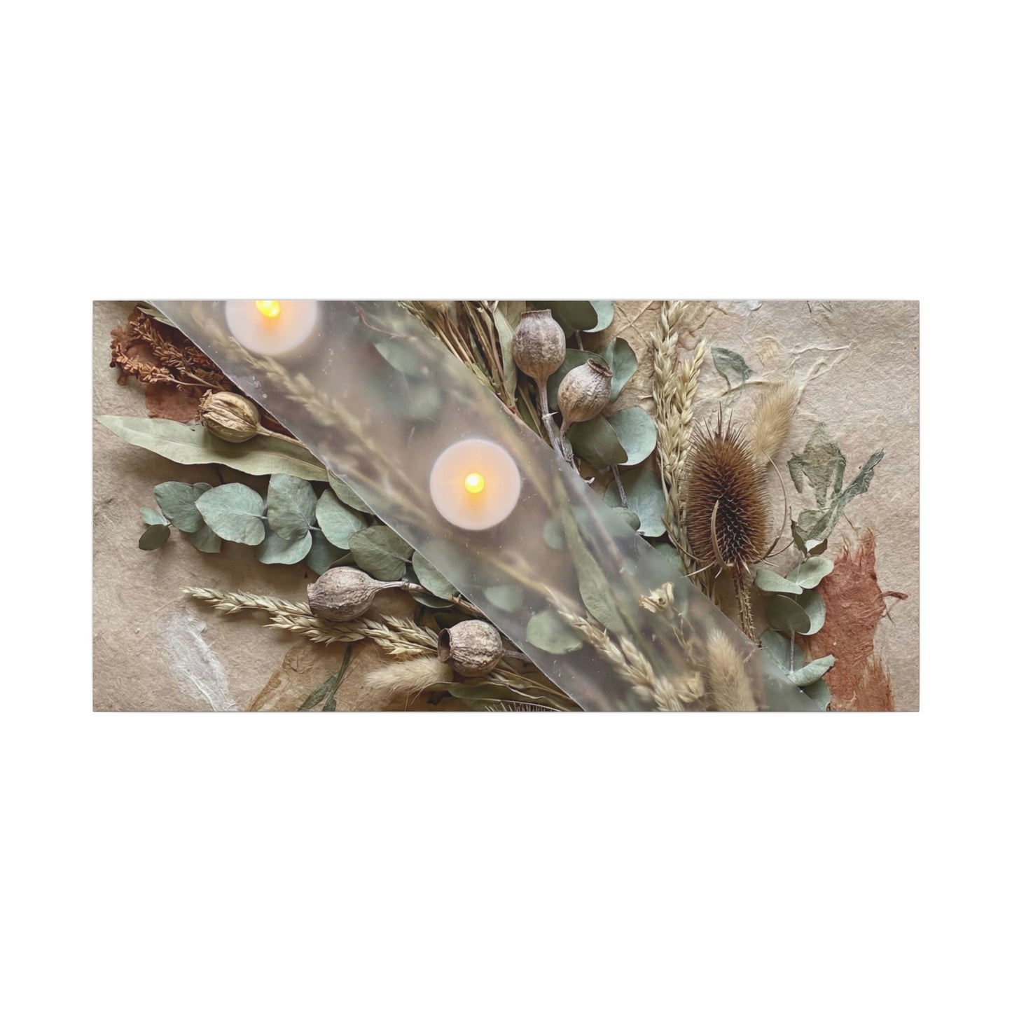 Candlelight Dried Flowers Canvas Art - Japandi Kanso