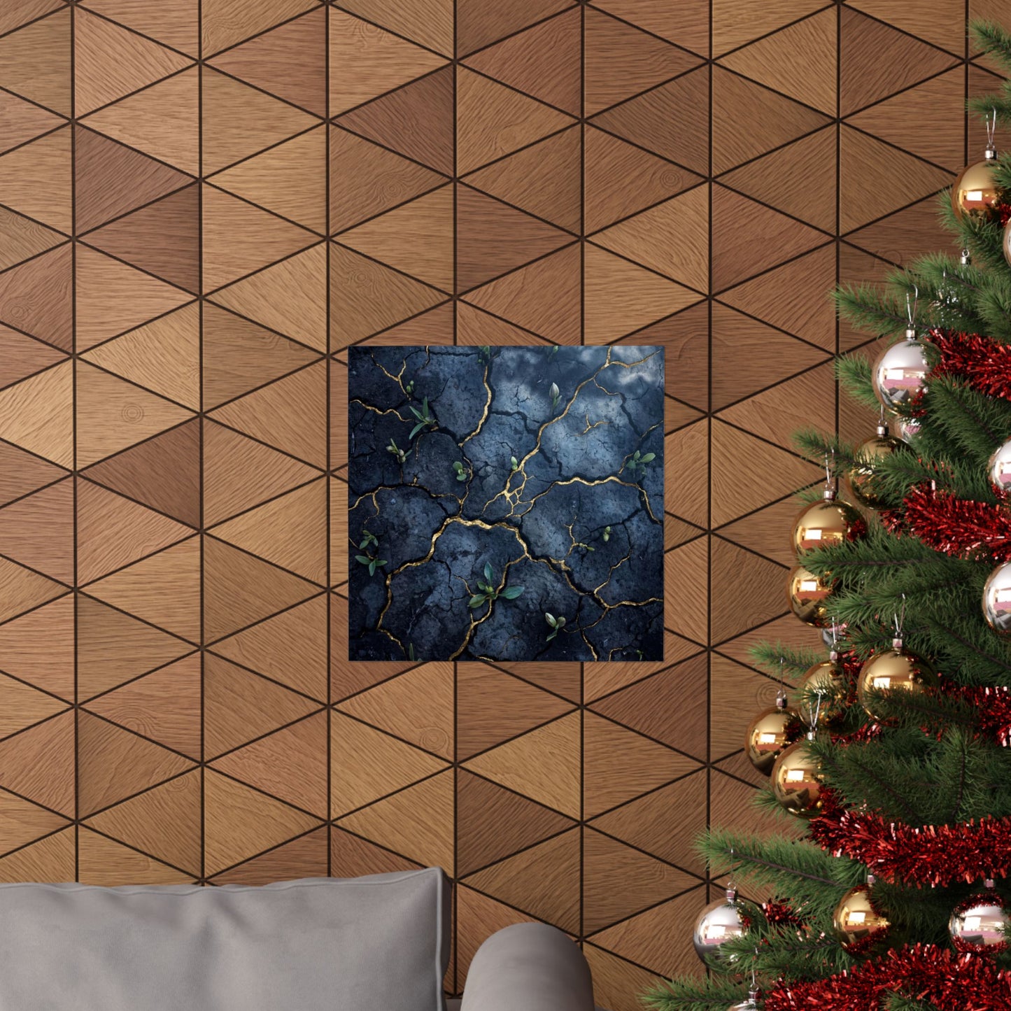 Shibui Cracked Earth Wall Art Print - Kintsugi Broken Beauty