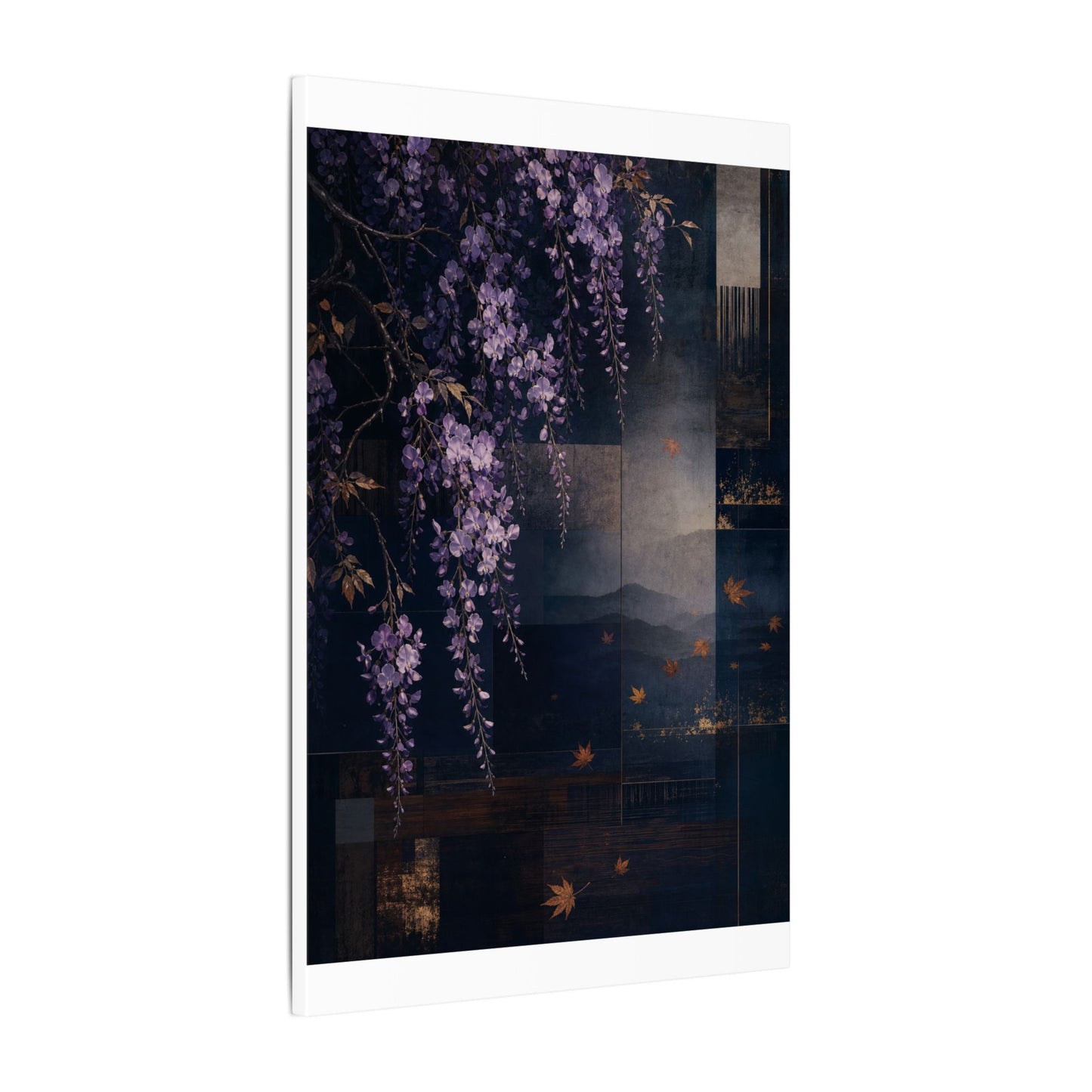 Dawn Wisteria Canvas Art - Dark Japandi Fukinsei