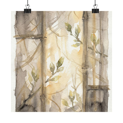 Shoji Screen Spring Wall Art Print | Japandi Neutral Design Art Print