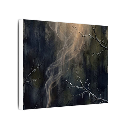 Incense Smoke Winter Canvas Art | Dark Japandi Moody Design