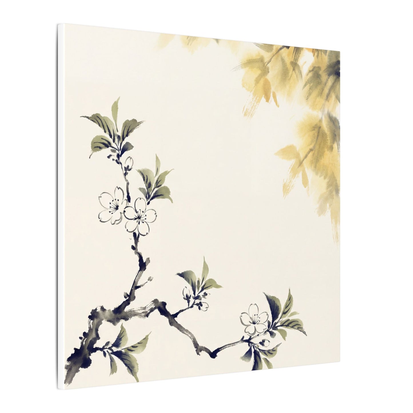 Kanso Cherry Blossom Canvas Art - Zen Sumi E