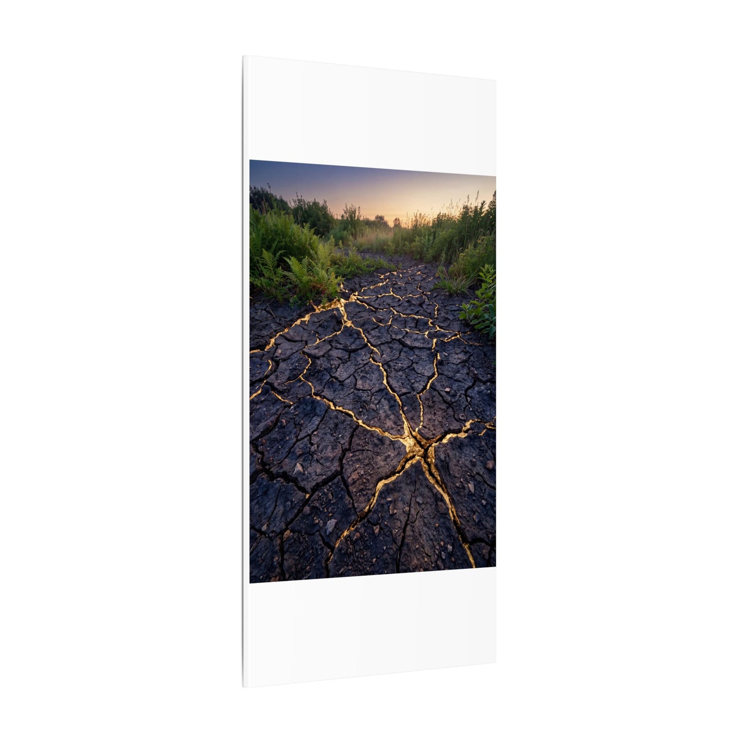 Cracked Earth Canvas Art | Summer Kintsugi Crackle Gold Art