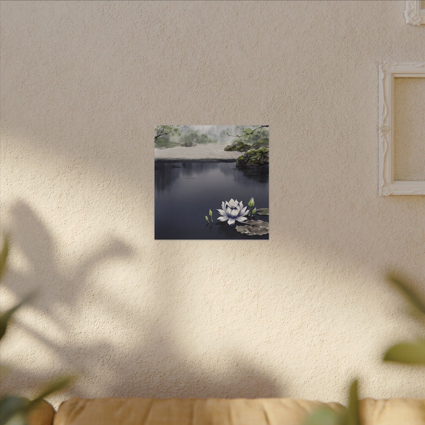 Lotus Flower Karesansui Canvas Art | Tranquil Zen Art