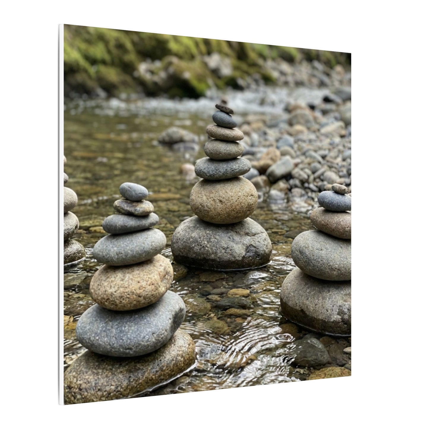 Zen River Stones in Dawn | Karesansui Canvas Art