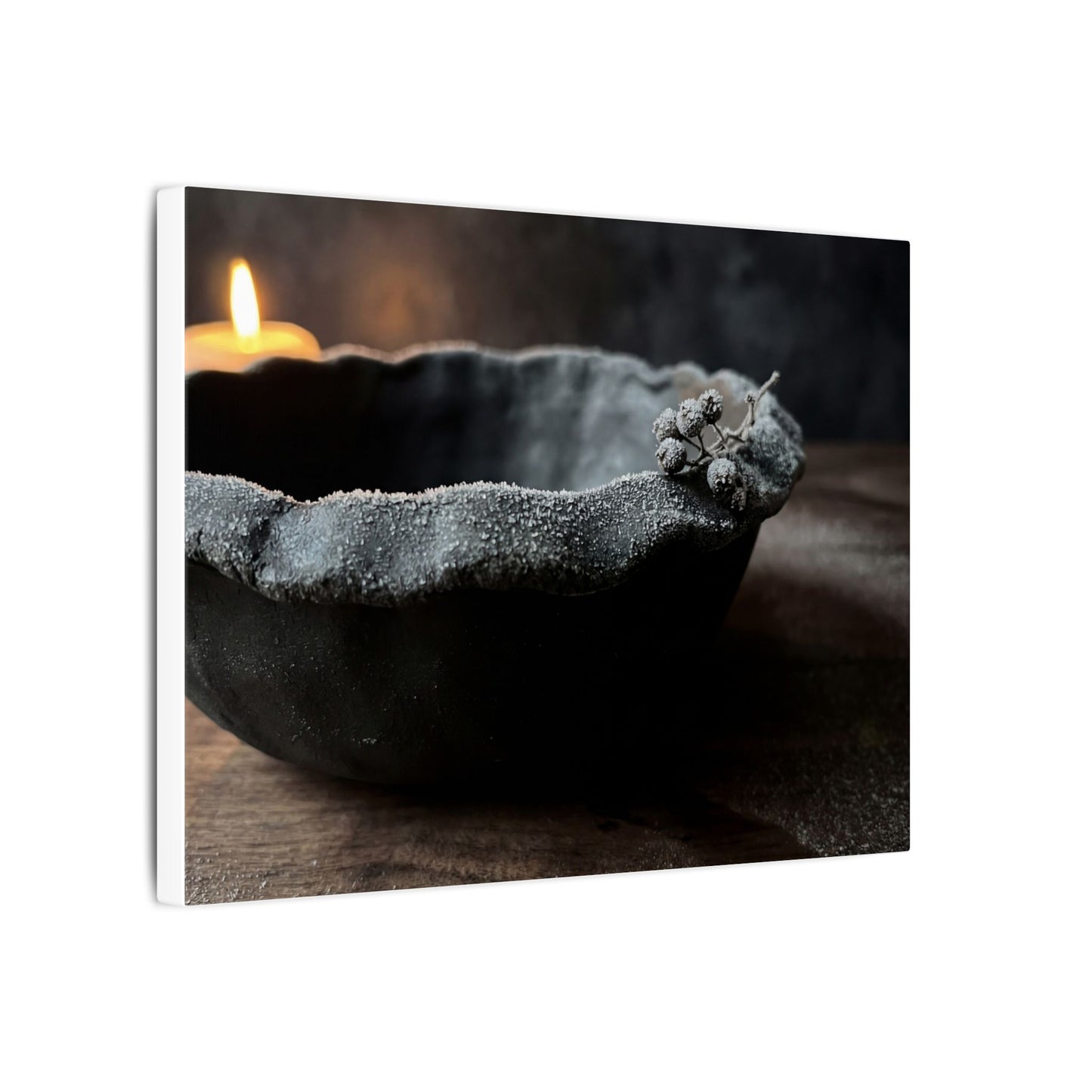 Ceramic Bowl Canvas Art | Winter Dark Japandi Shadow Zen Art