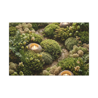 Moss Close Up Japanese Pattern Canvas Art | Neutral Japandi Art