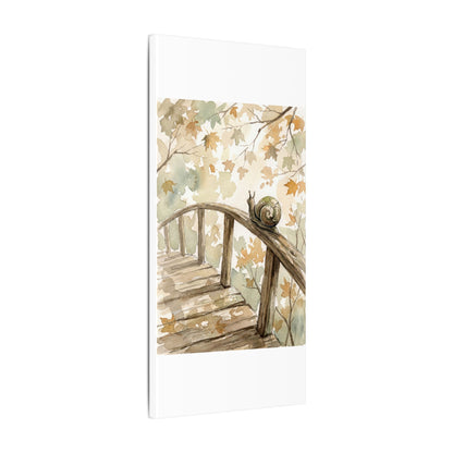 Wooden Bridge Canvas Art | Autumn Japandi Watercolor Art