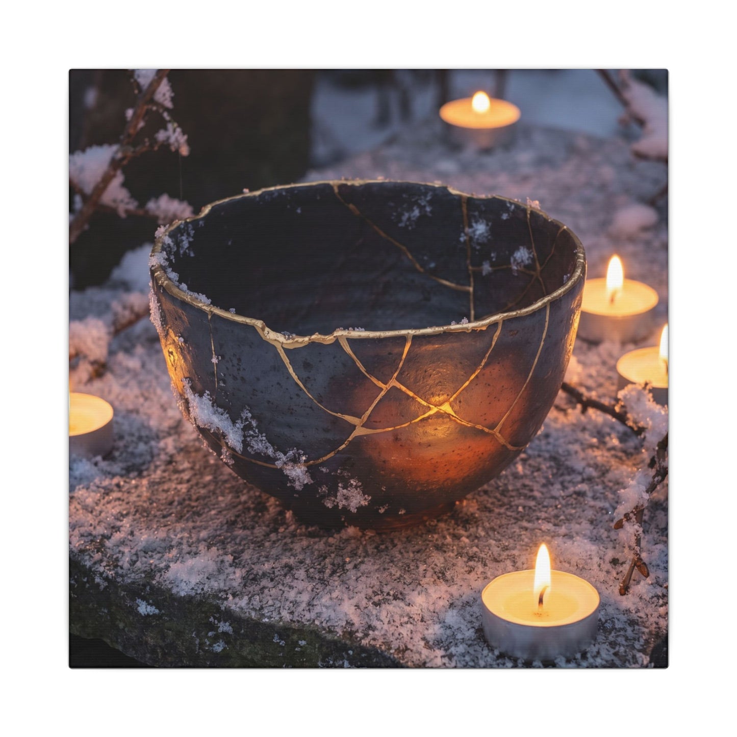 Ceramic Bowl Gold Repair Canvas Art | Beautiful Kintsugi Art