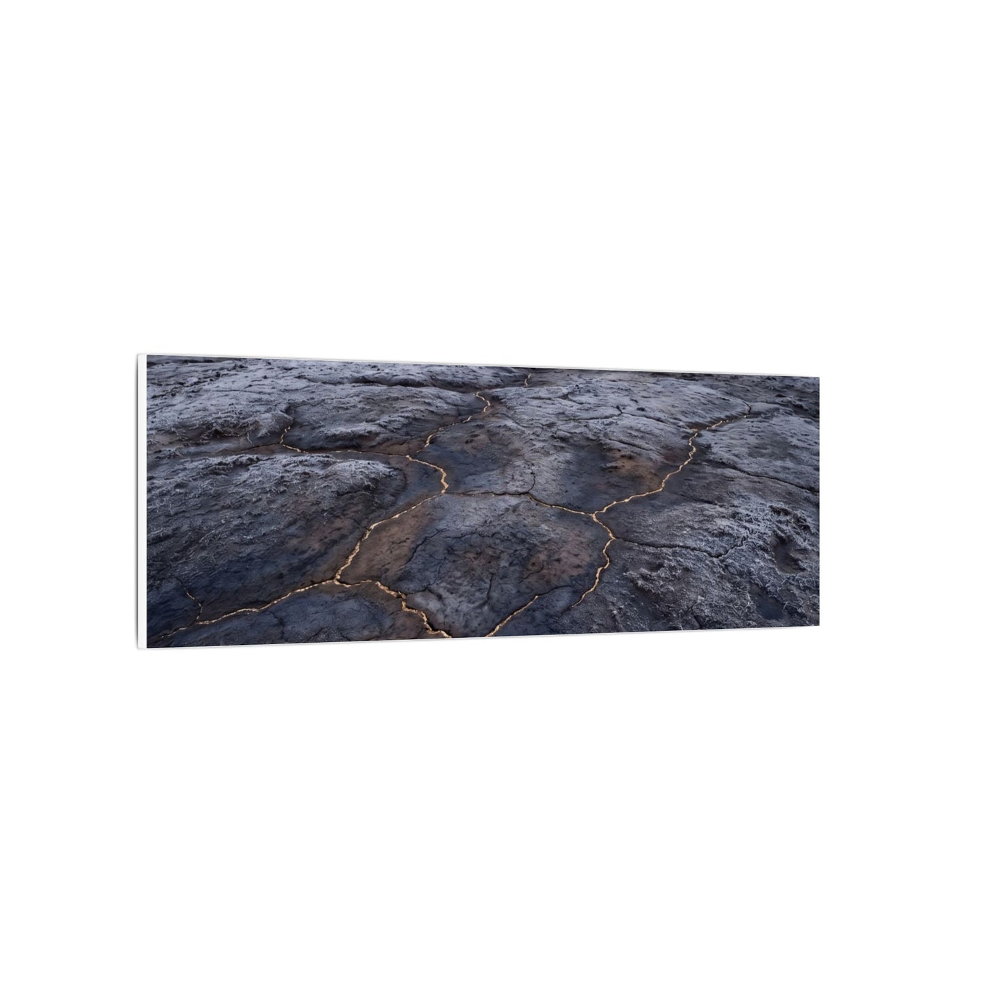 Dark Japandi Cracked Earth in Overcast | Dark Texture Canvas Art