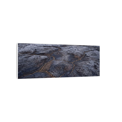 Dark Japandi Cracked Earth in Overcast | Dark Texture Canvas Art