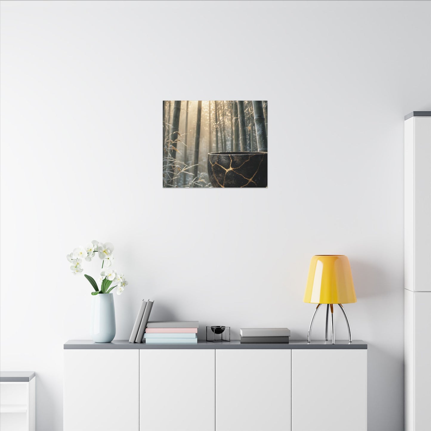 Fukinsei Bamboo Grove Canvas Art - Kintsugi Gold Repair
