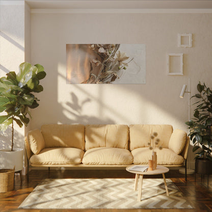 Dried Flowers Japanese Pattern Canvas Art | Neutral Japandi Art